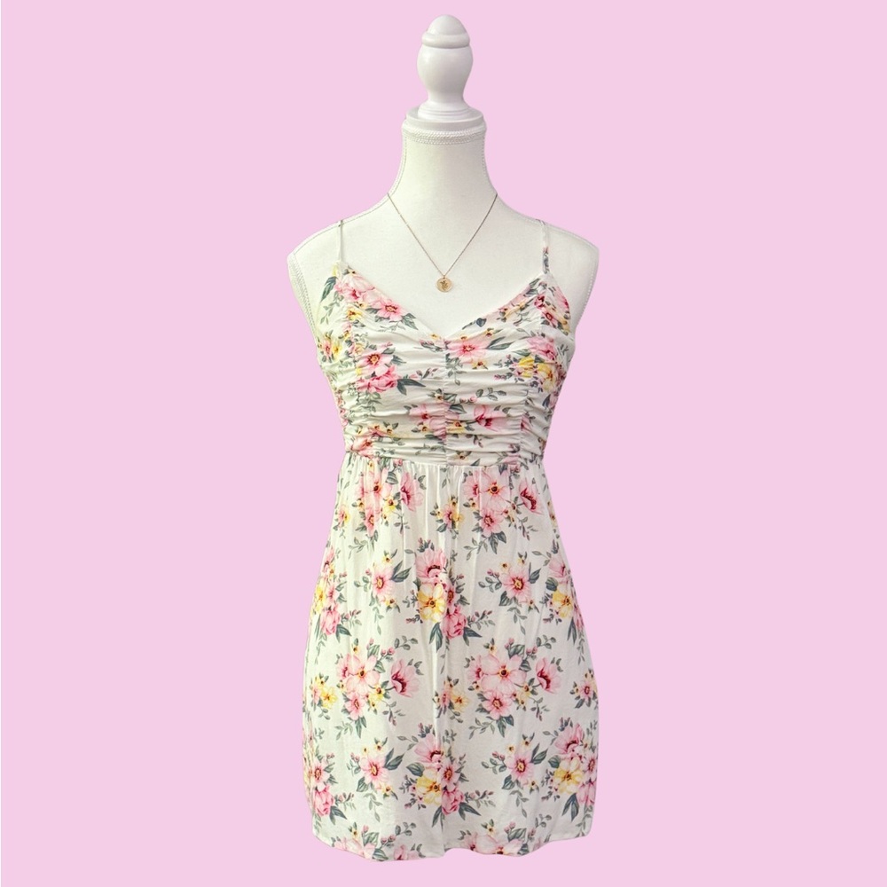 Floral Spaghetti Lace-Up Back Dress